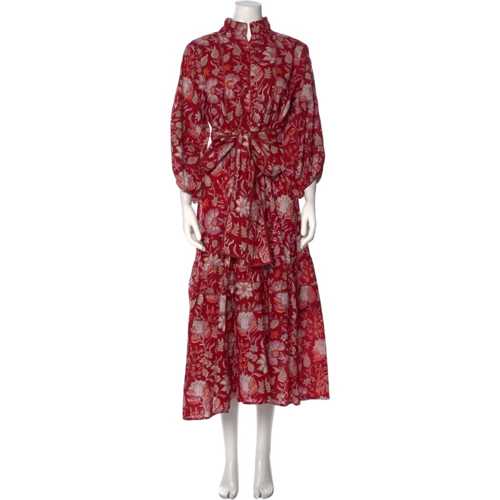 Sue Sartor Paloma Flounce Dress Cranberry